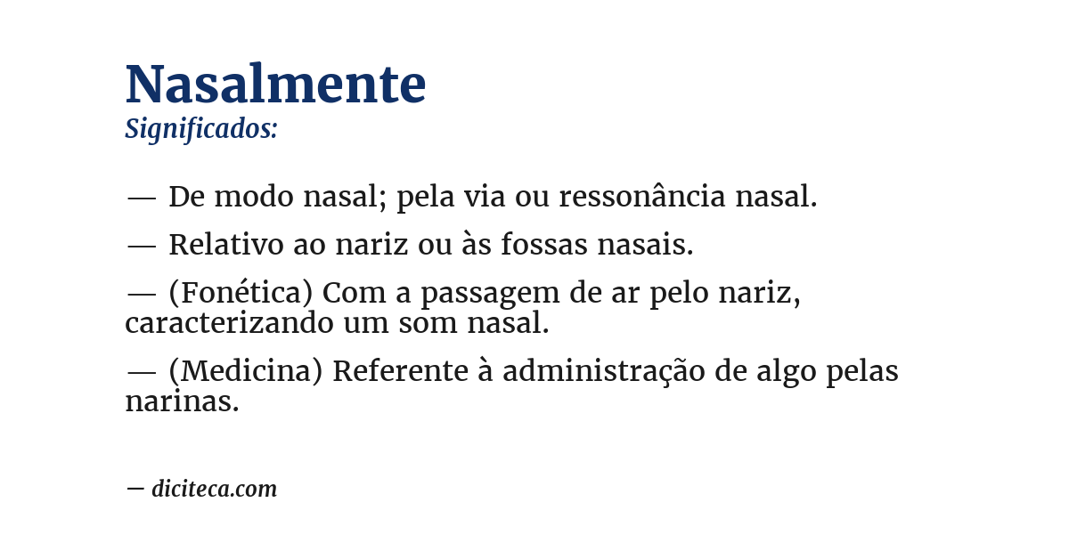 Significado de nasalmente