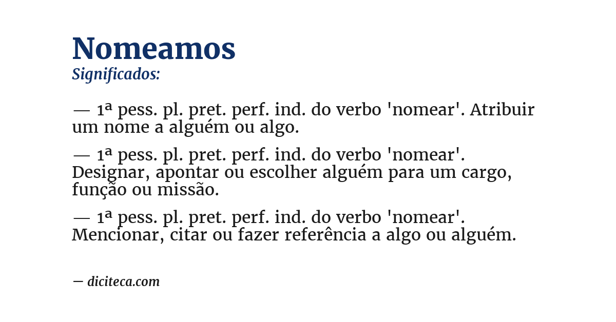 Significado de nomeamos