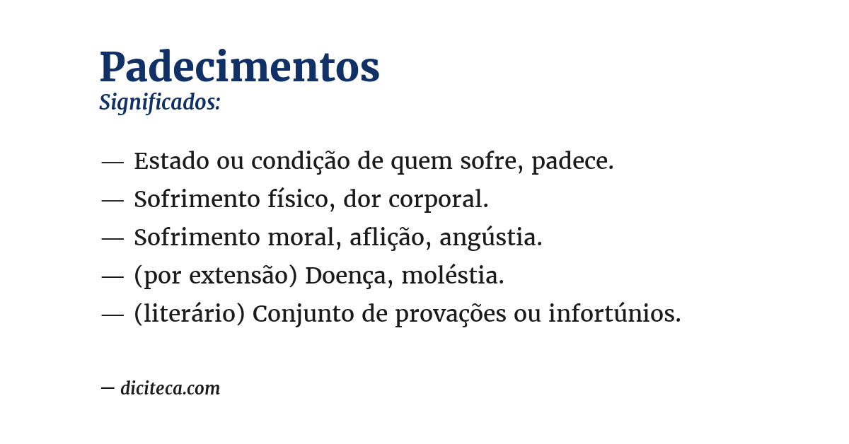 Significado de padecimentos