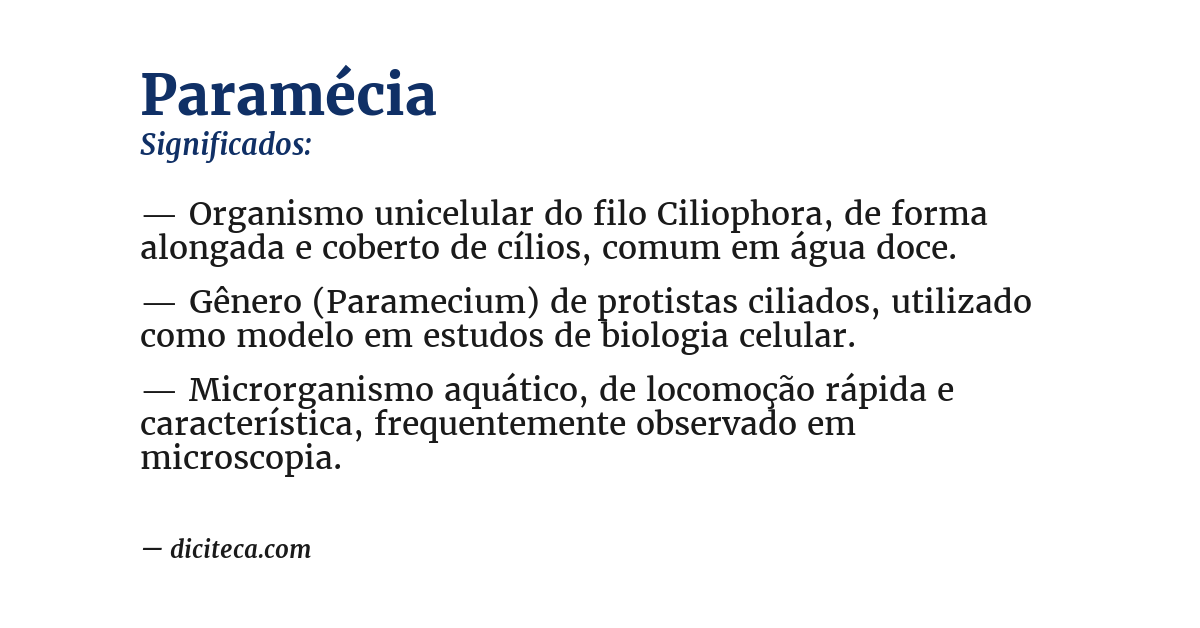 Significado de paramécia