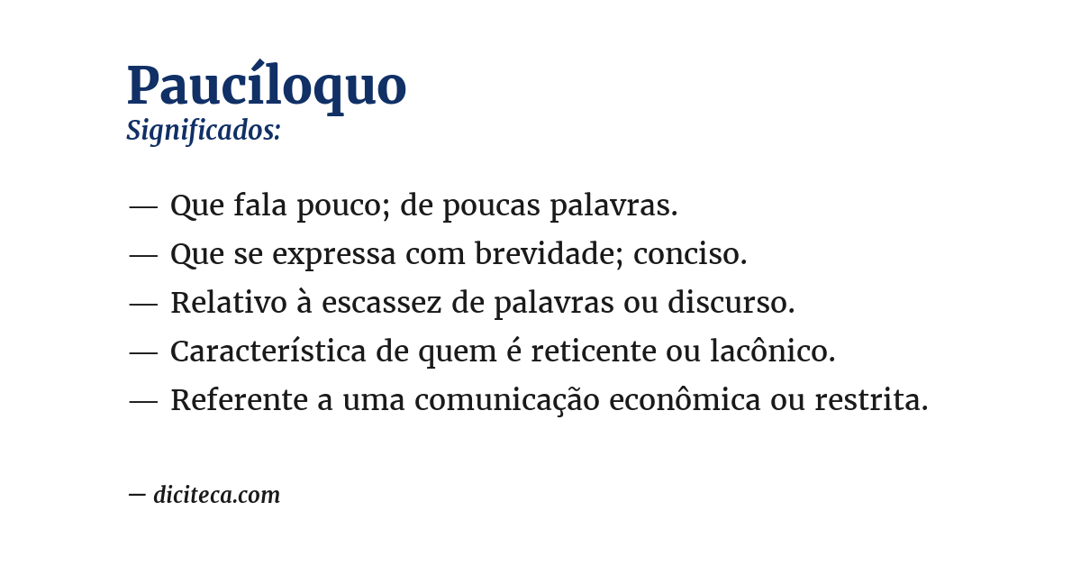 Significado de paucíloquo