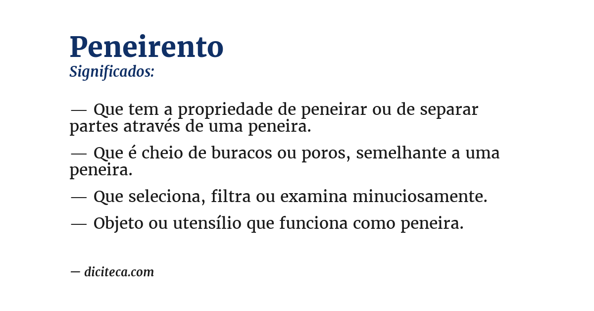 Significado de peneirento
