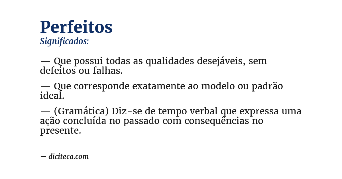 Significado de perfeitos