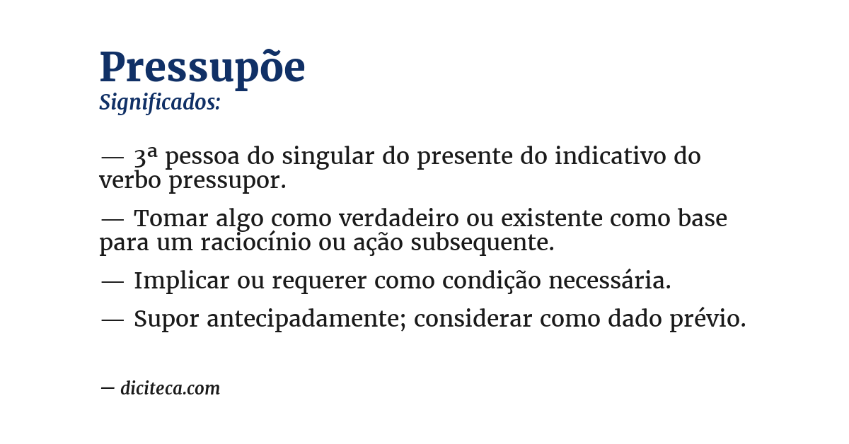 Significado de pressupõe