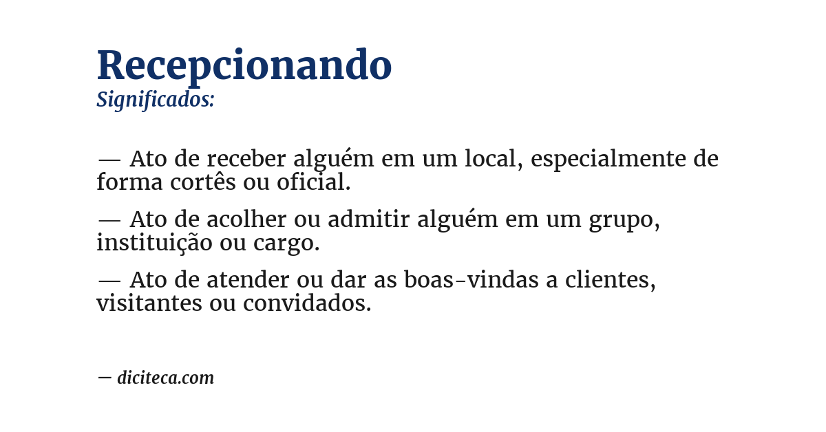 Significado de recepcionando