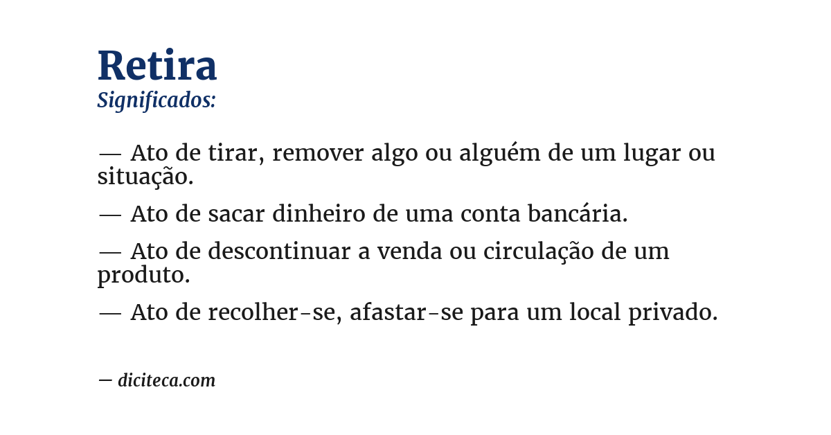 Significado de retira