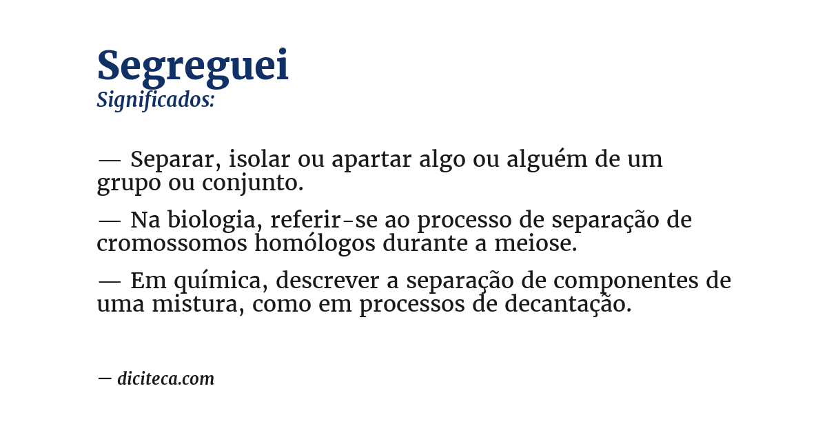 Significado de segreguei