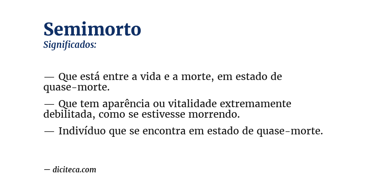 Significado de semimorto