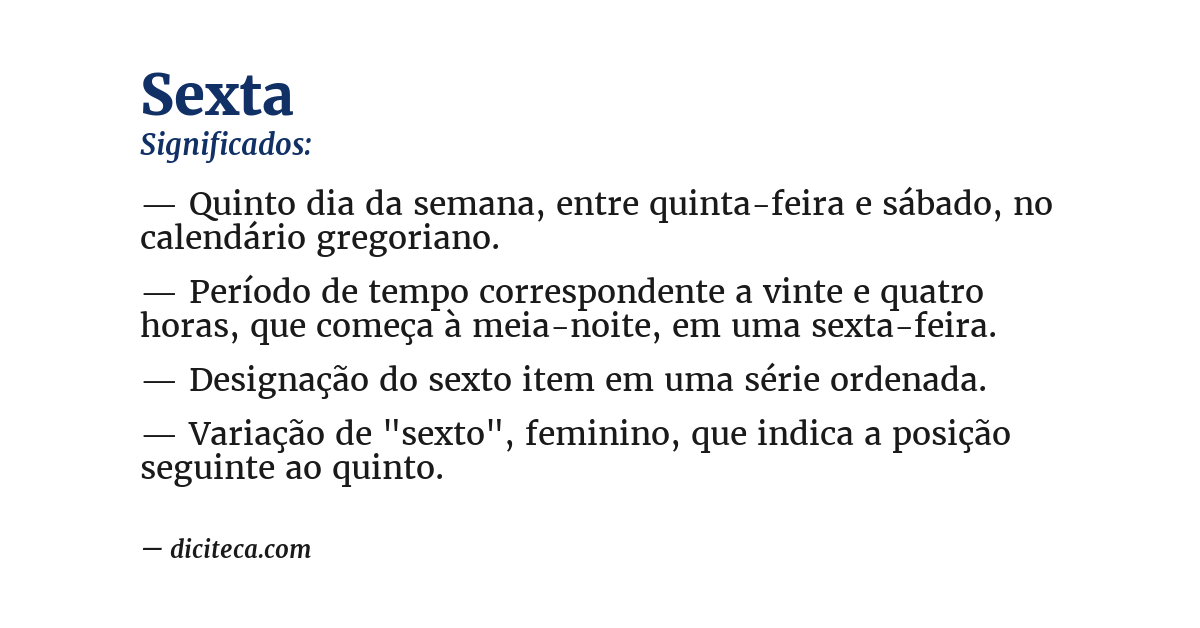 Significado de sexta