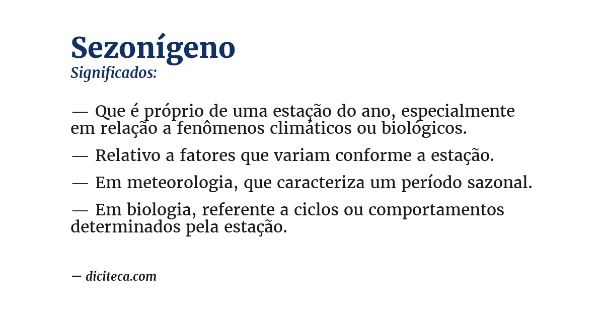 Significado de sezonígeno