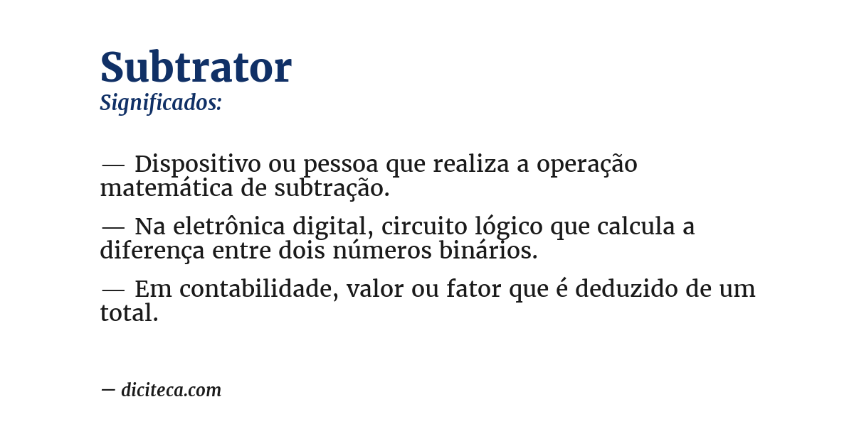 Significado de subtrator