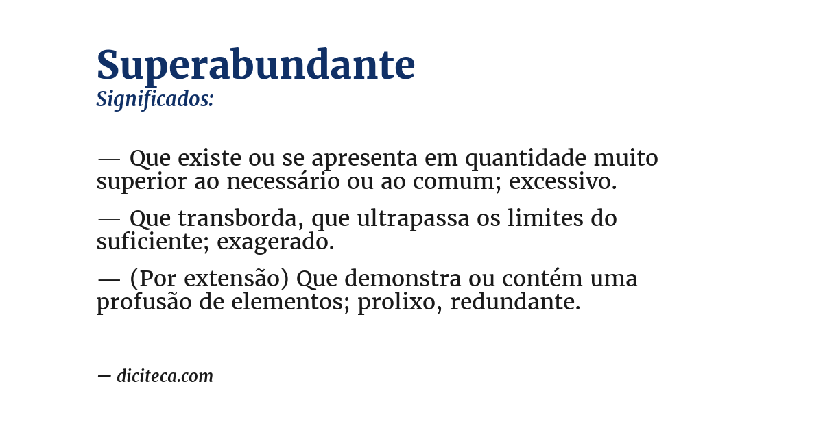 Significado de superabundante