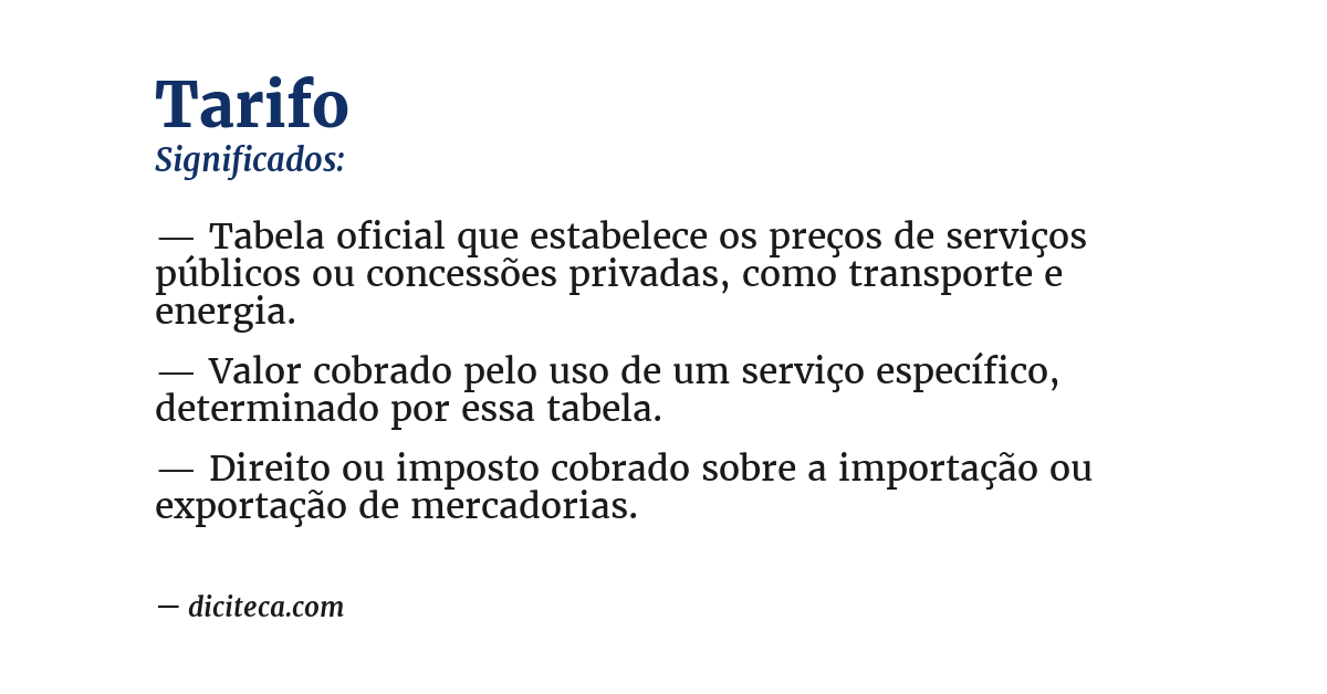Significado de tarifo
