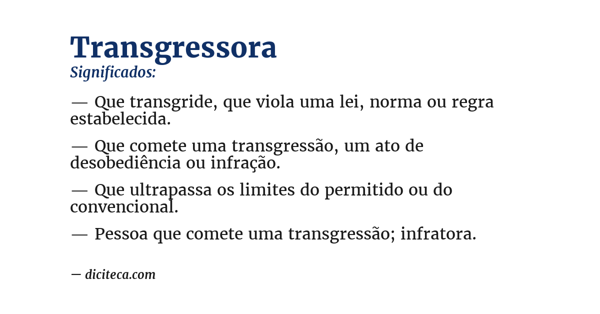 Significado de transgressora