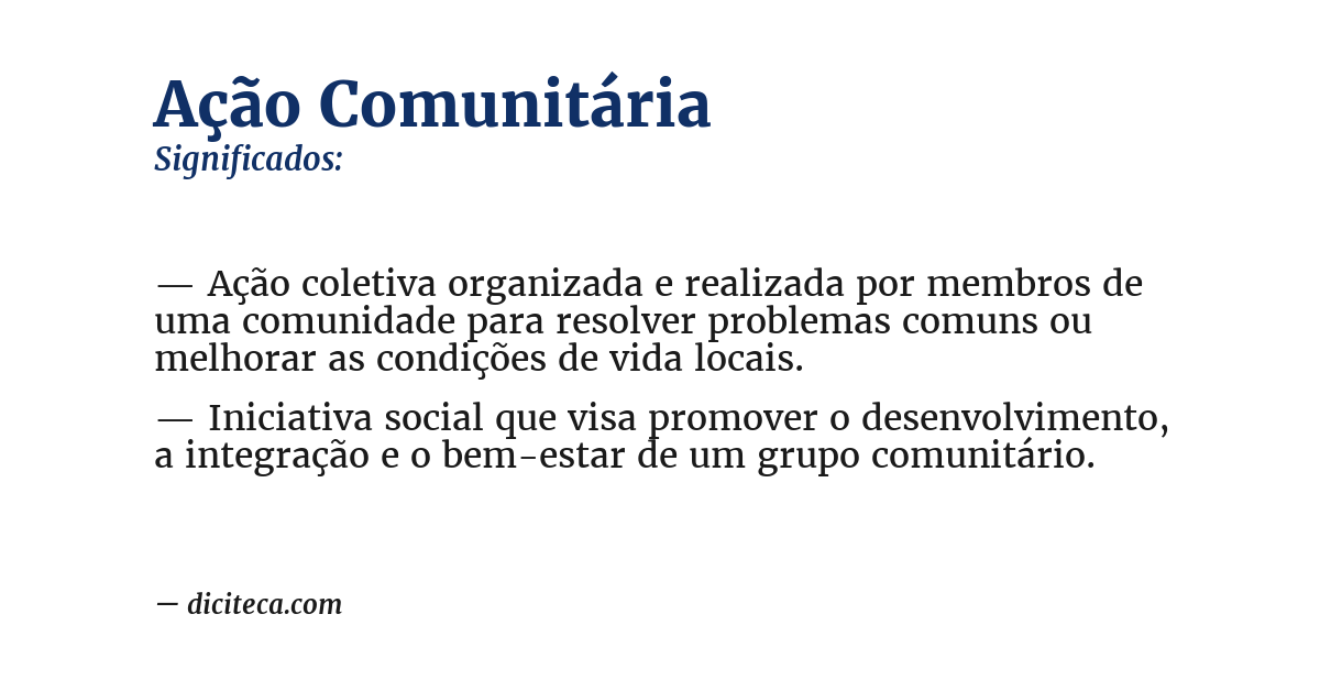 Significado de ação comunitária