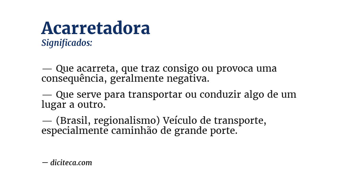 Significado de acarretadora