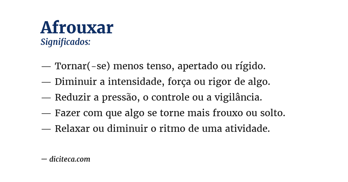 Significado de afrouxar