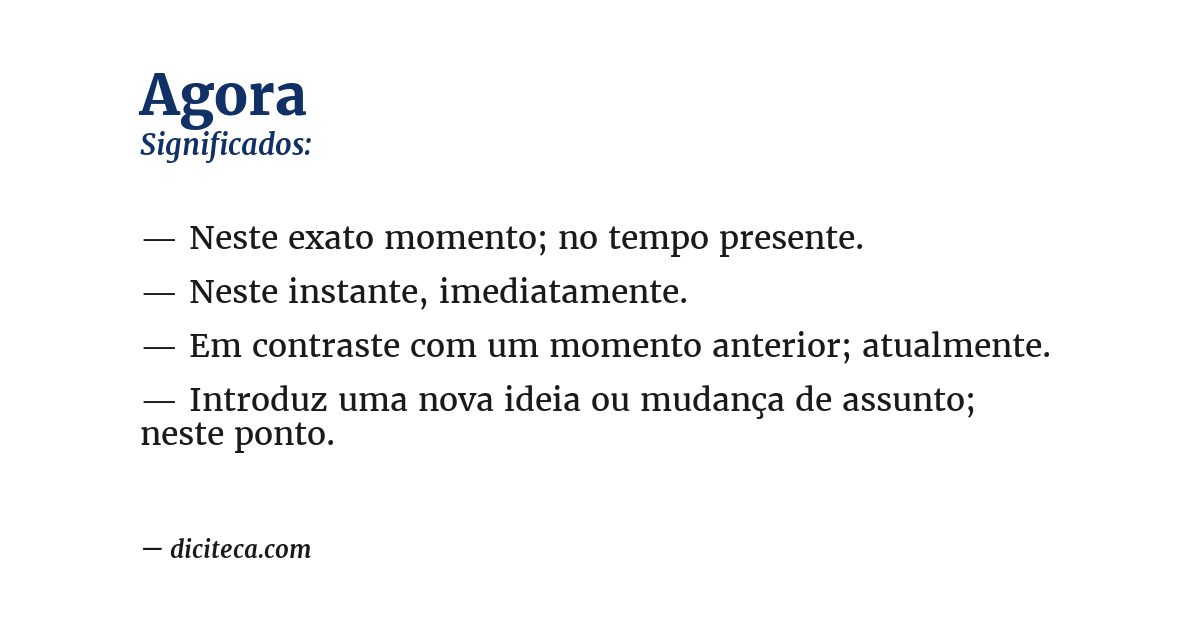 Significado de agora