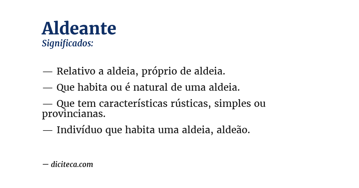 Significado de aldeante