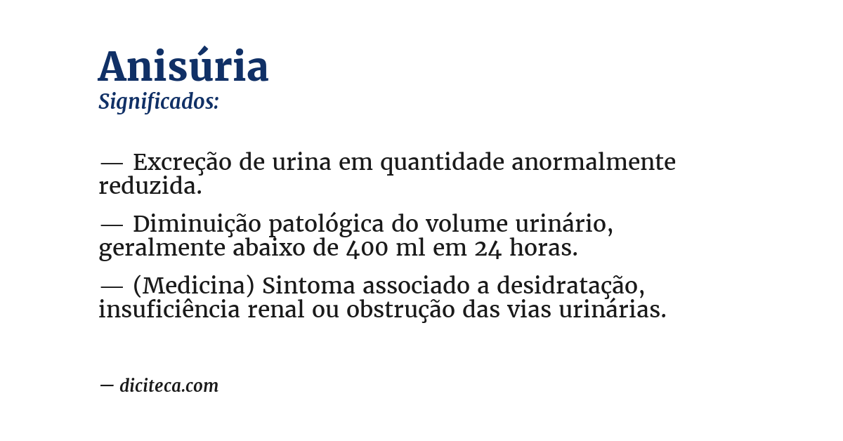 Significado de anisúria