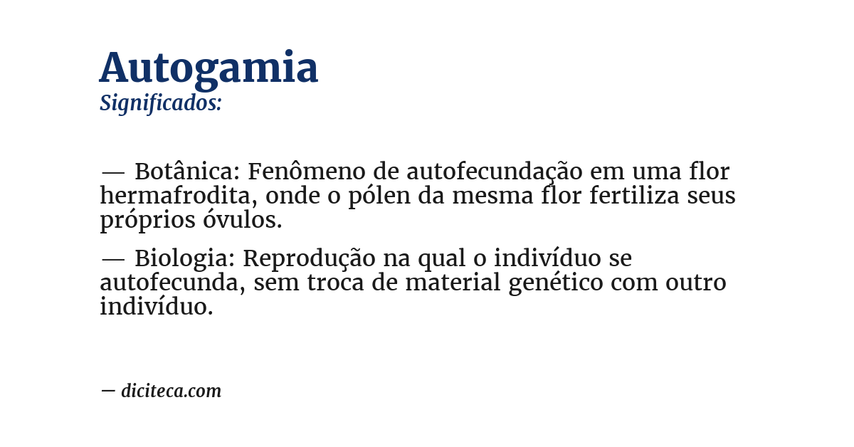 Significado de autogamia
