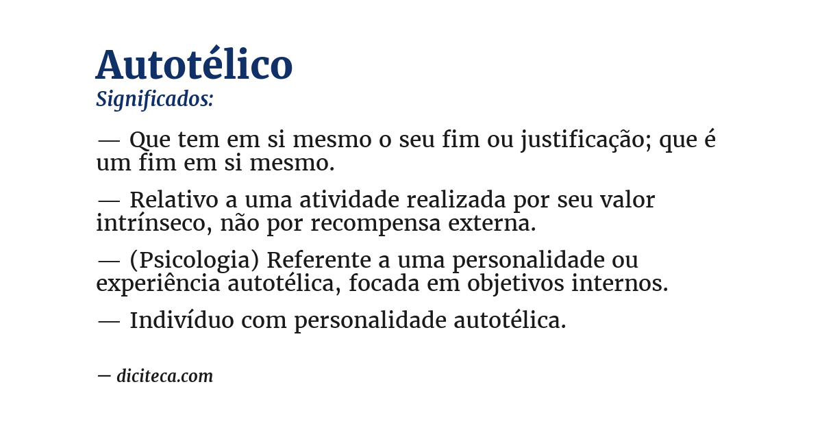 Significado de autotélico