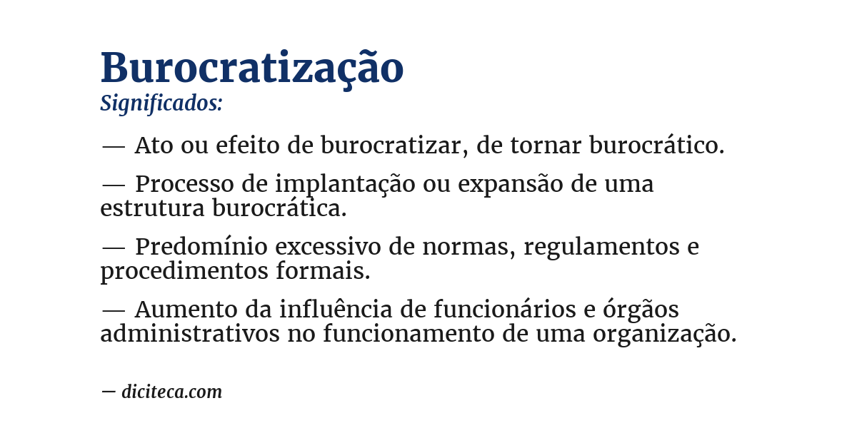 Significado de burocratização