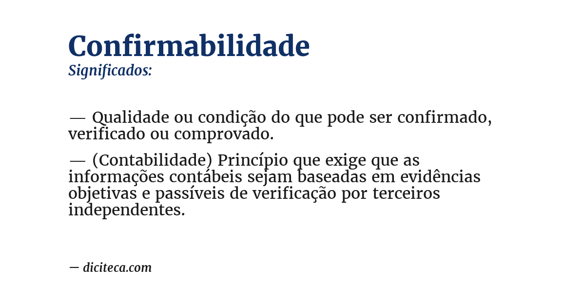 Significado de confirmabilidade