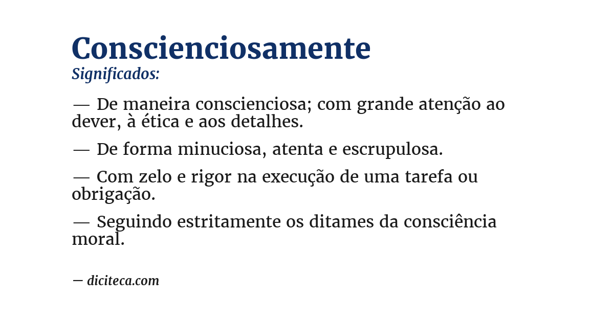 Significado de conscienciosamente
