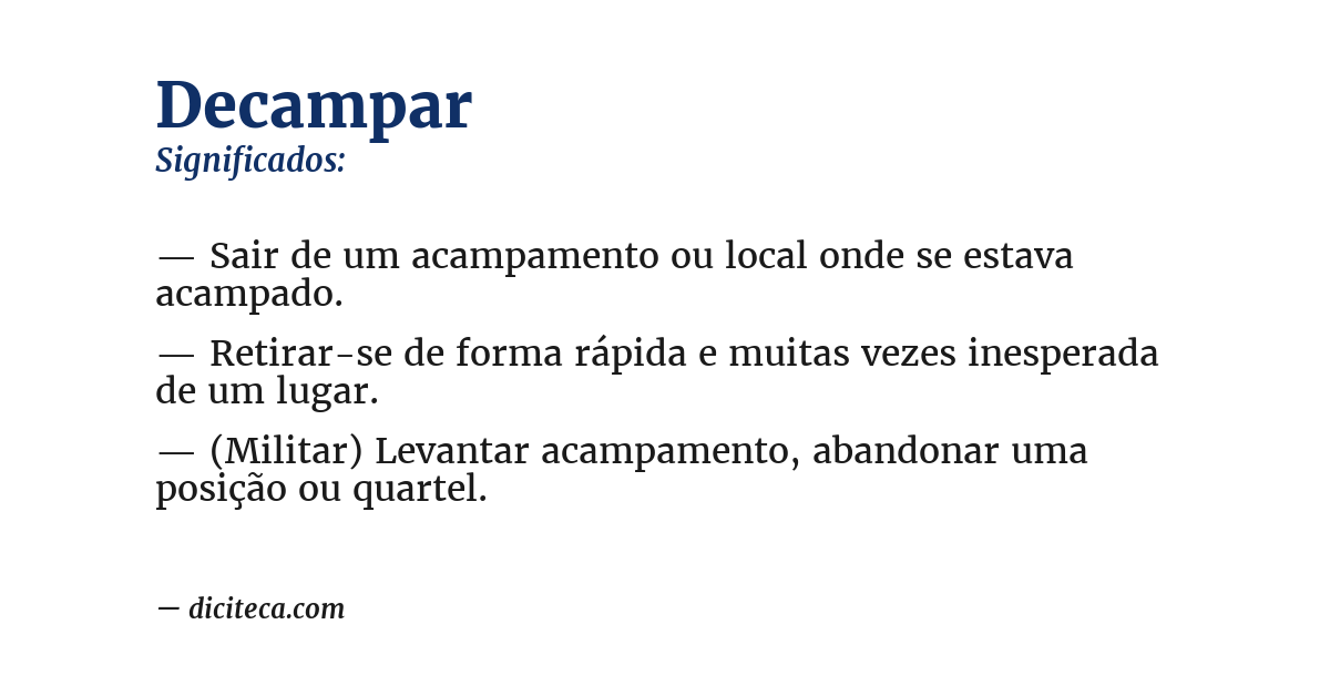 Significado de decampar