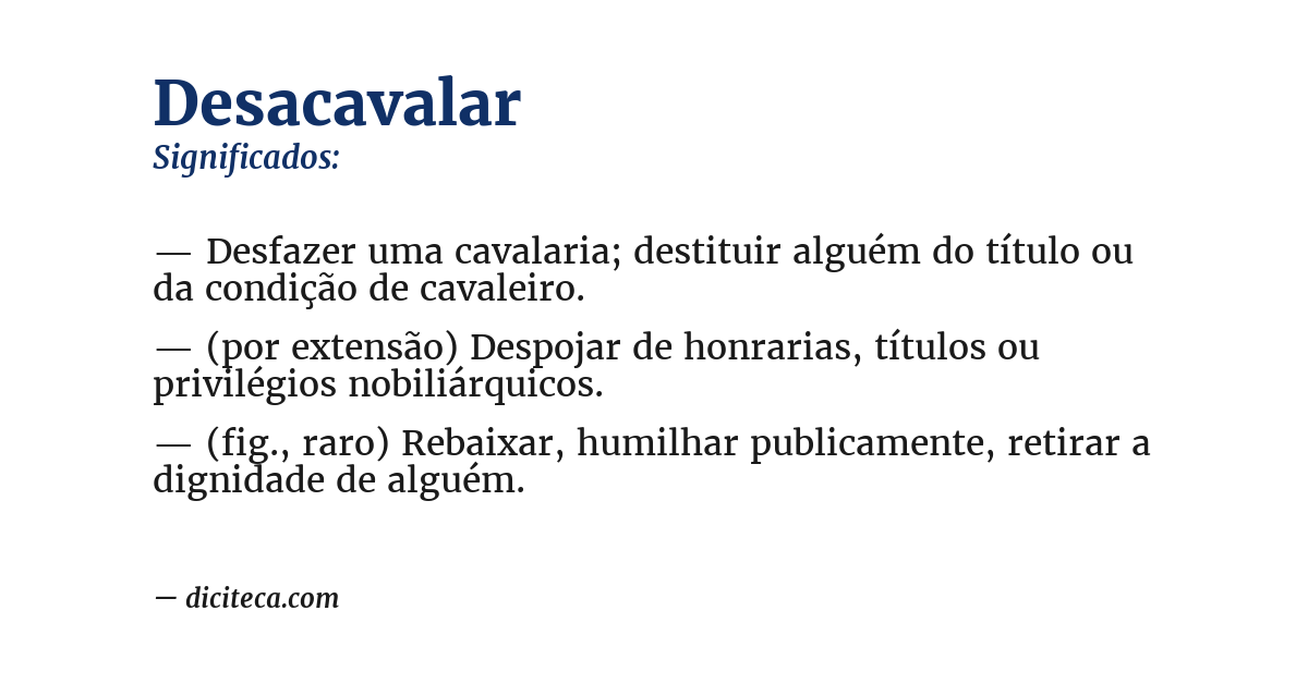 Significado de desacavalar