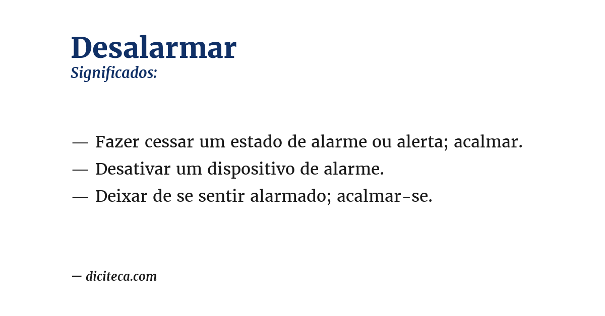 Significado de desalarmar