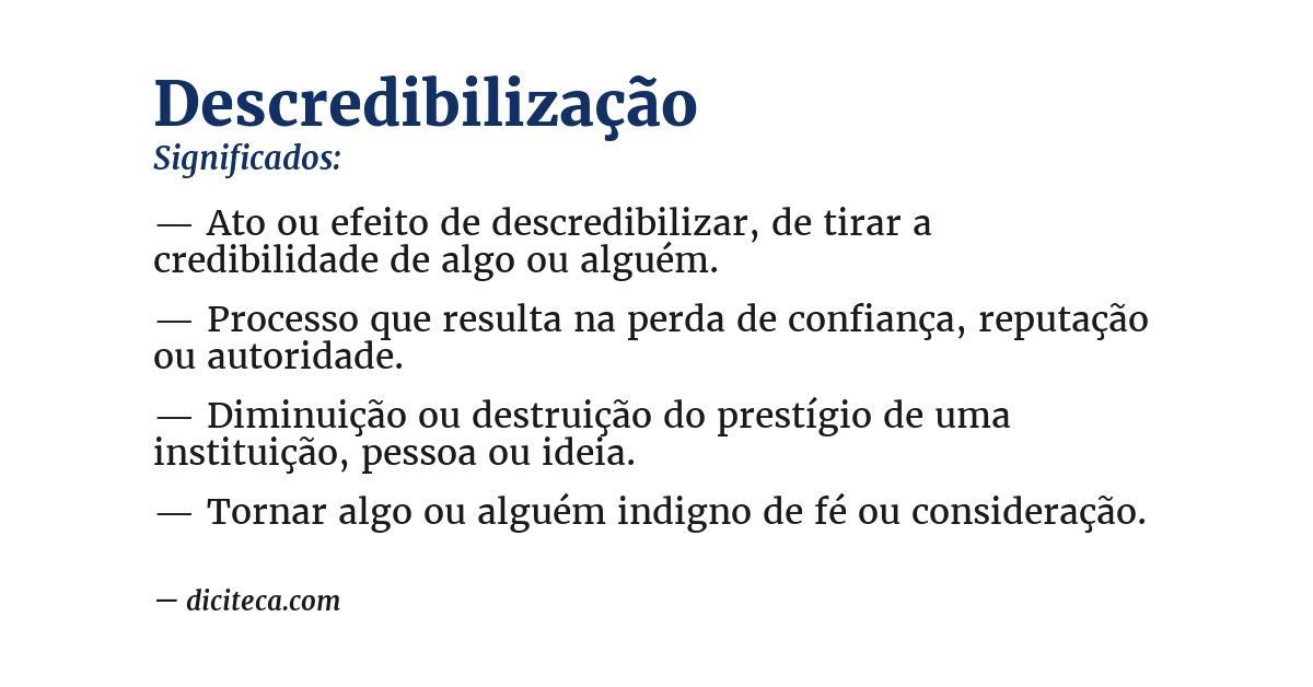 Significado de descredibilização