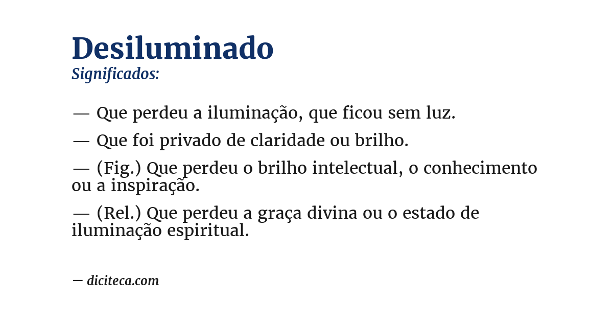 Significado de desiluminado