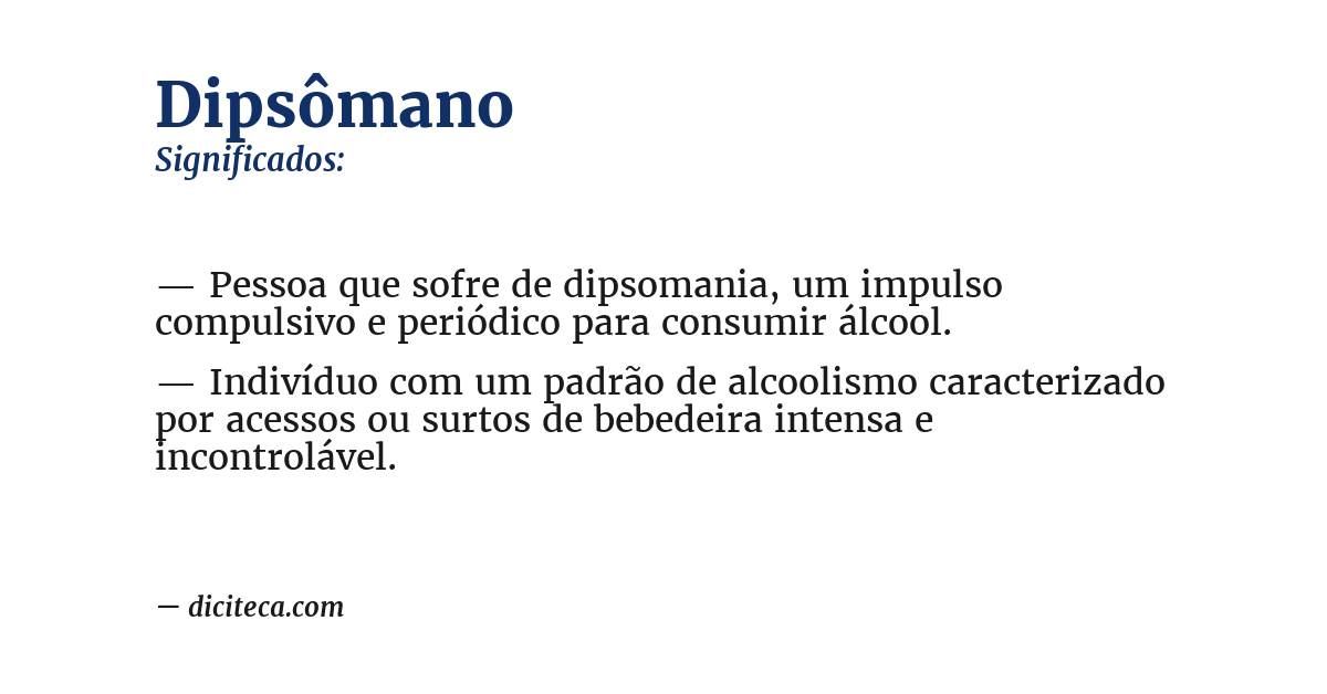 Significado de dipsômano