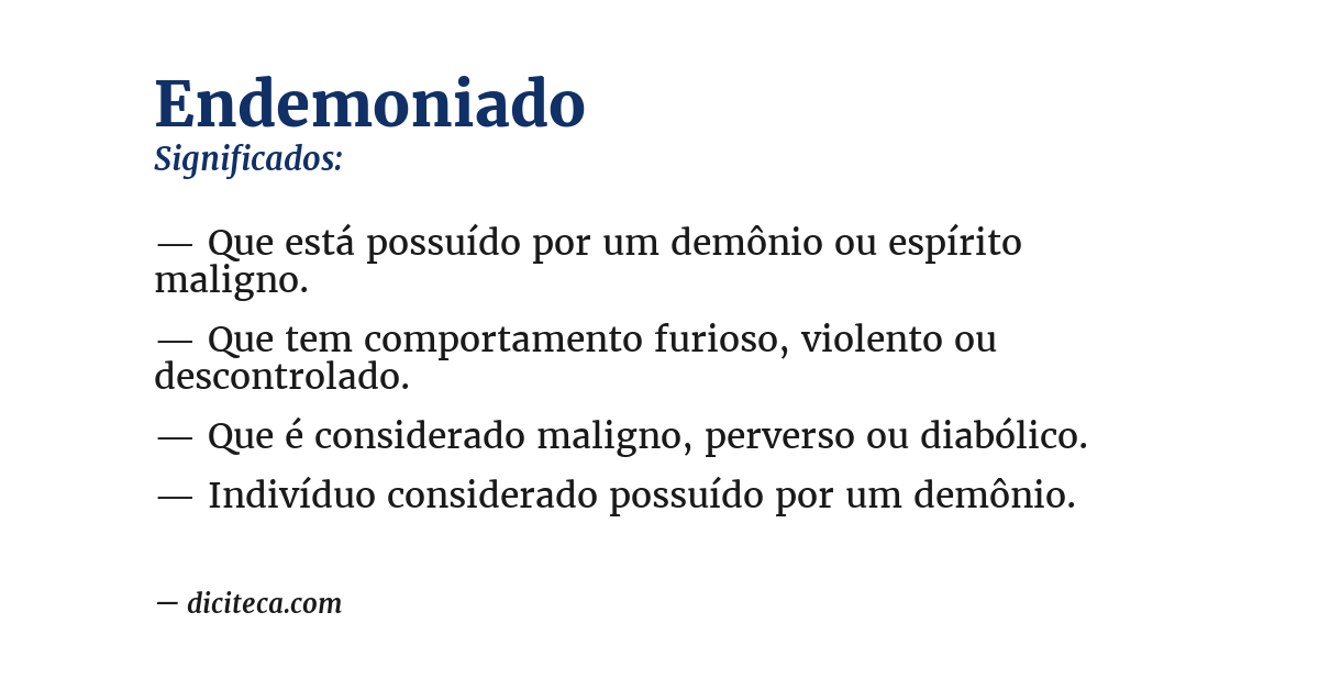 Significado de endemoniado