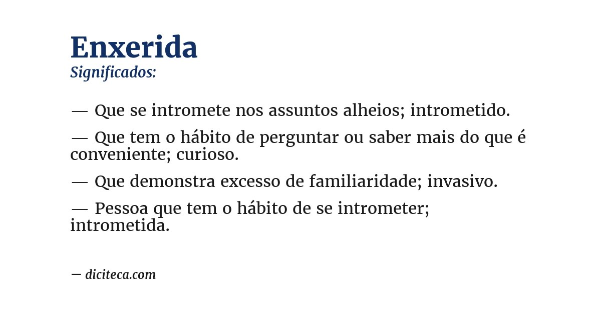 Significado de enxerida