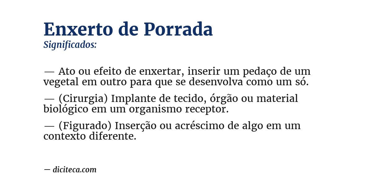 Significado de enxerto de porrada