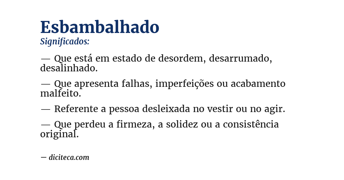 Significado de esbambalhado