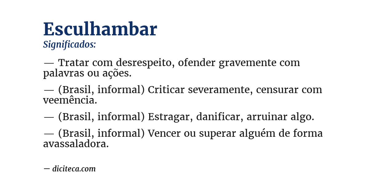 Significado de esculhambar