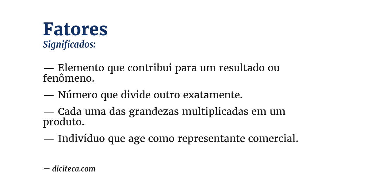 Significado de fatores