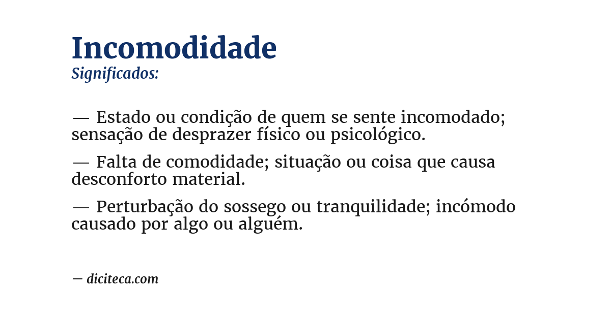 Significado de incomodidade