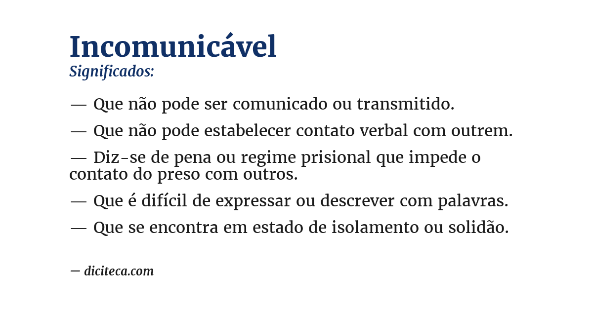 Significado de incomunicável
