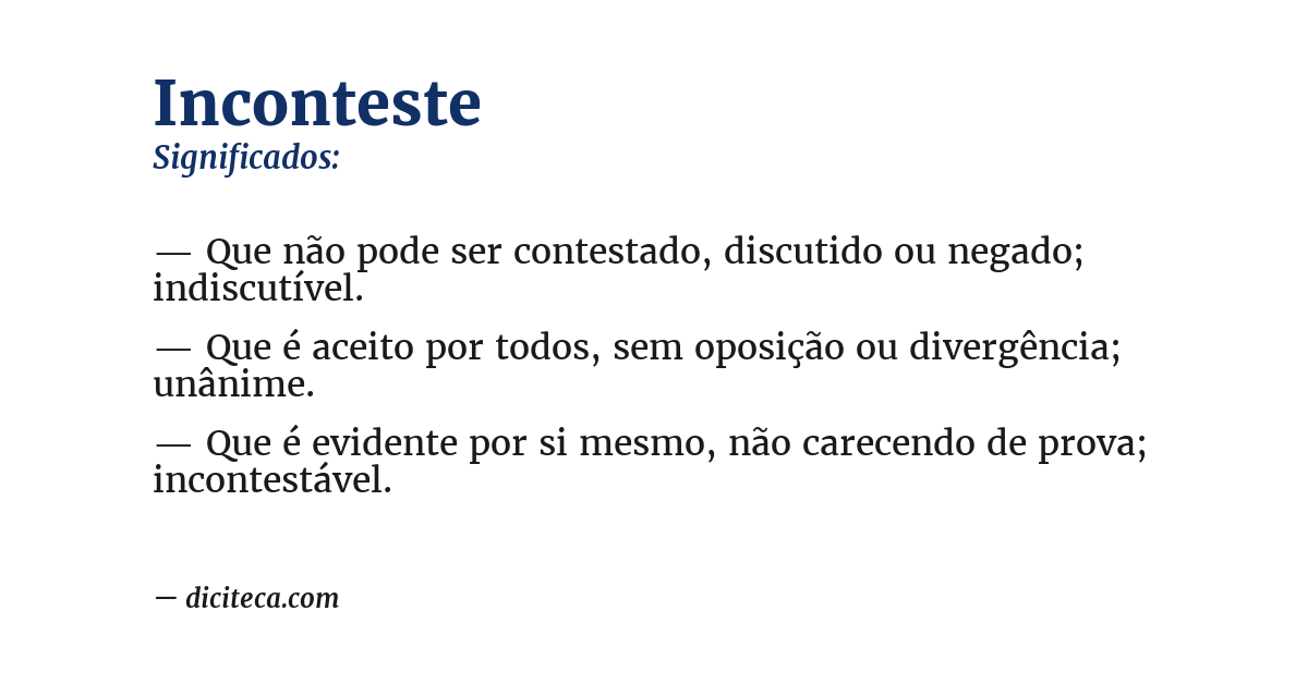 Significado de inconteste