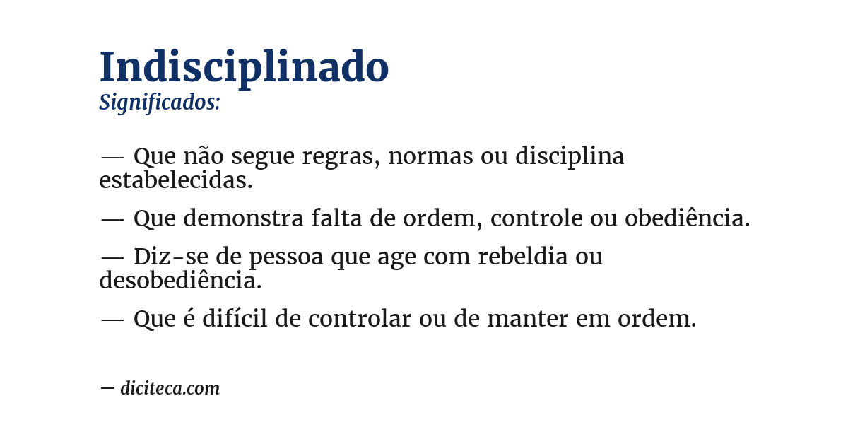 Significado de indisciplinado