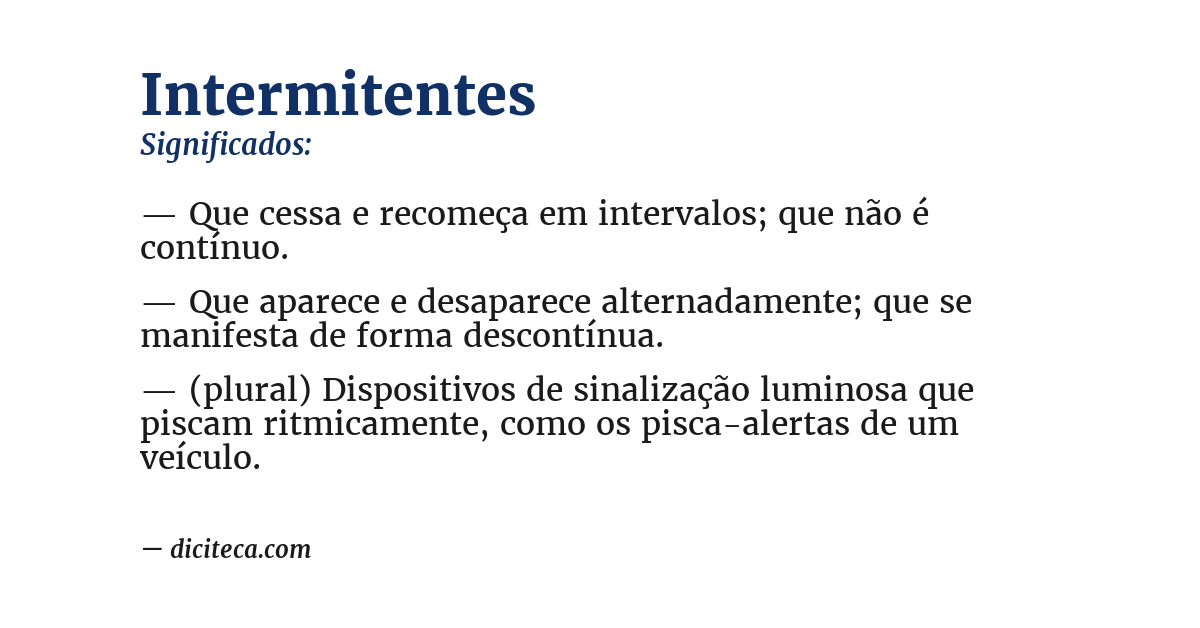 Significado de intermitentes