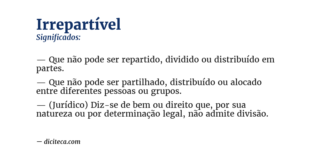 Significado de irrepartível