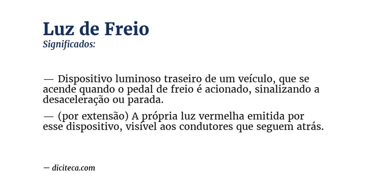 Significado de luz de freio