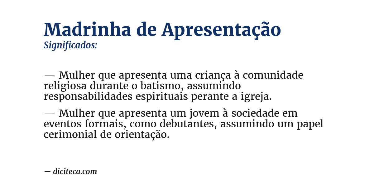 Significado de madrinha de apresentação
