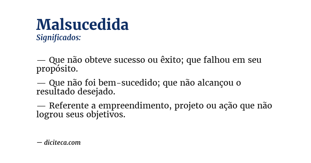 Significado de malsucedida